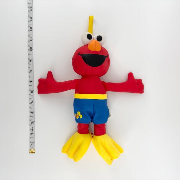 Sesame Street Hasbro Elmo Plush Stuffed Animal Bath Time Toy 11” Snorkel Flipper - Picture 2 of 7